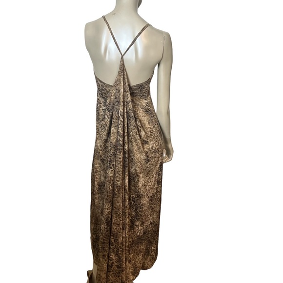Go Couture Brown Animal Print Spaghetti strap Grecian Style Dress - Picture 3 of 8